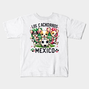 Chihuahua Soccer Futbol Los Cachorros Mexico #1 Kids T-Shirt